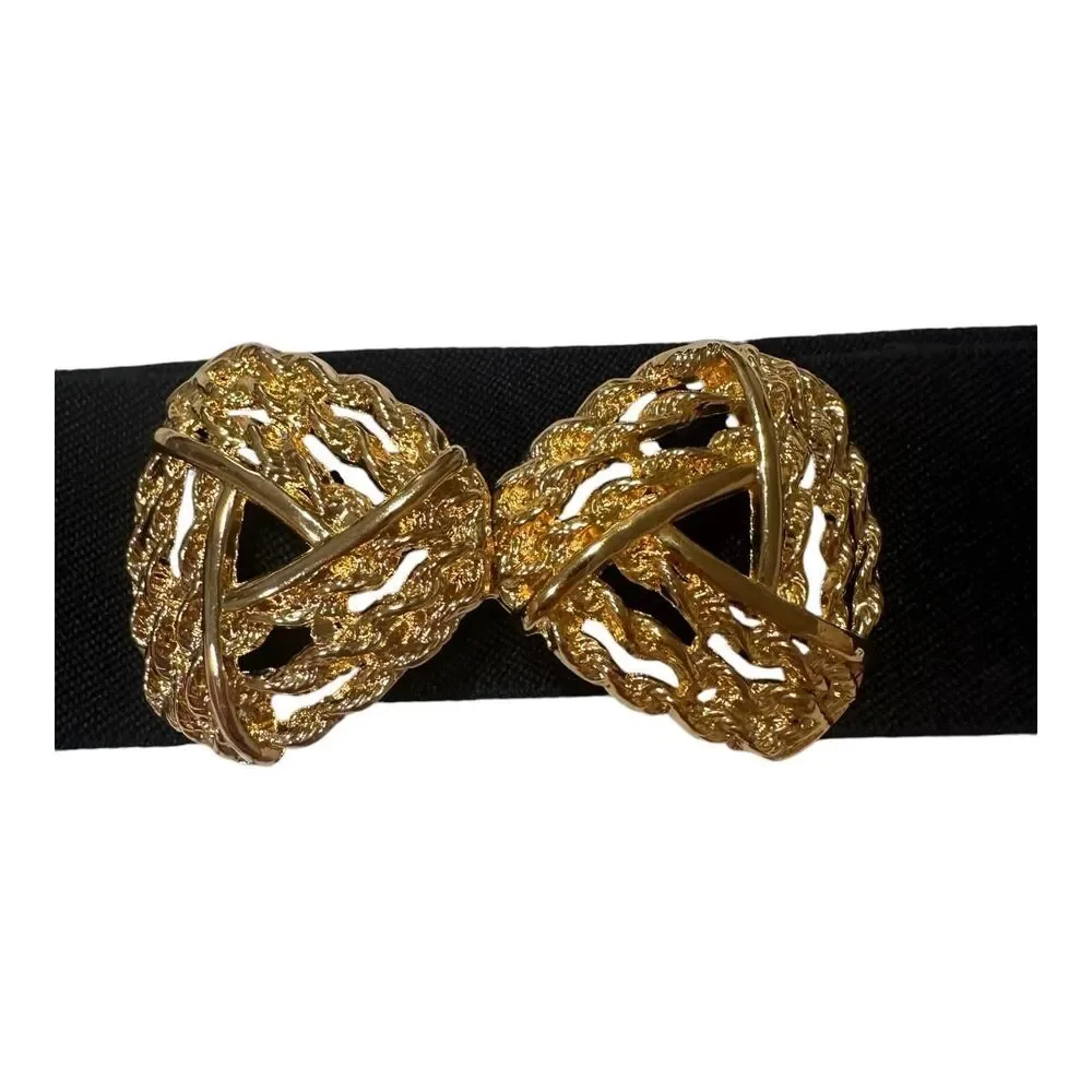 Vintage Women's Navy and Gold Nautical Style Gold Tone Rope Belt
